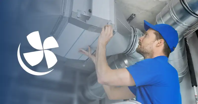 hvac technician working on new duct work