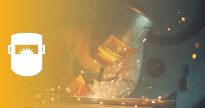 welder welding and sparks flying